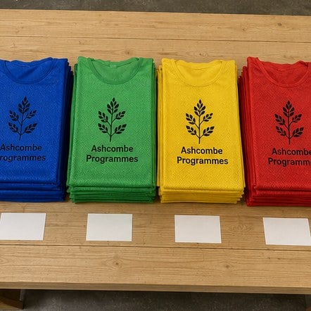 Customized pinnies for councils, camps and holiday programmes